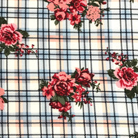 Flowers on Plaid Brushed Poly Spandex
