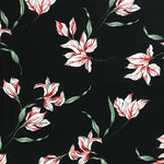 Floral on Black Lightweight Rayon Jersey
