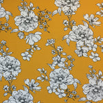 Mustard & White Floral Brushed Poly Spandex